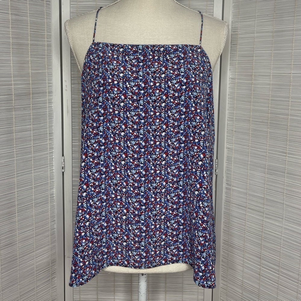 Tory Burch Camisole Silk Speckled Print Criss Cross Back Square Neck Size 12